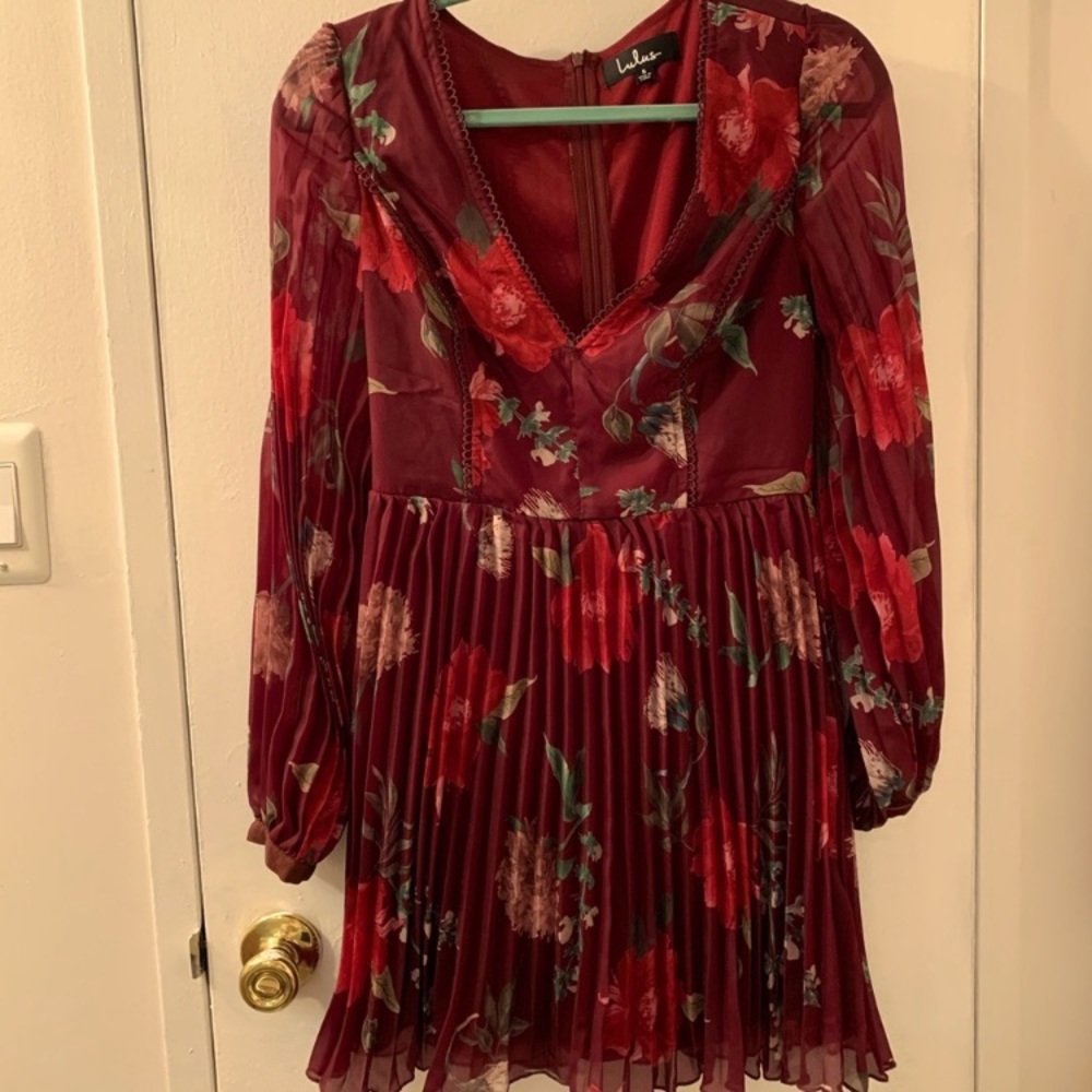 Floral Burgundy LuLu’s Cocktail Dress